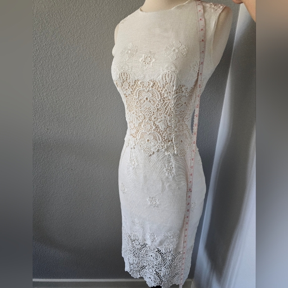 Authentic Rare Dolce & Gabbana Lace Midi Shift Off-White Dress 38 XS - Picture 6 of 9